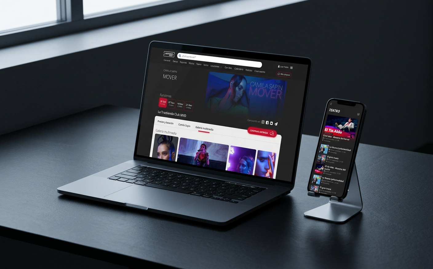 Entradas Abitab ticketing platform showing event discovery and mobile ticket experience